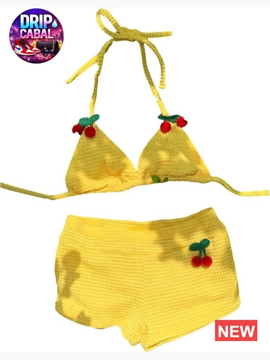 Other - Women's 2 Piece Crochet Halter Top & Shorts Cover Up Set